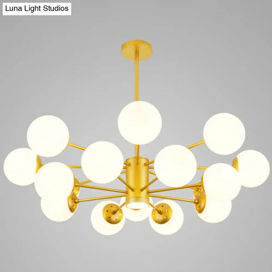 Contemporary Glass Chandelier Light For Living Room Ceiling 16 / Gold With Spot