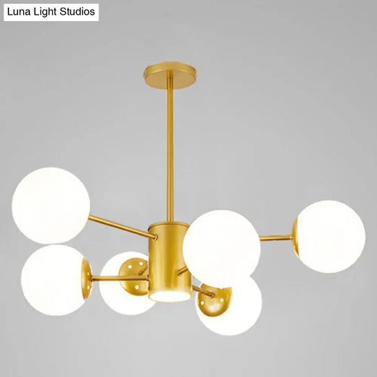 Contemporary Glass Chandelier Light For Living Room Ceiling 6 / Gold With Spot