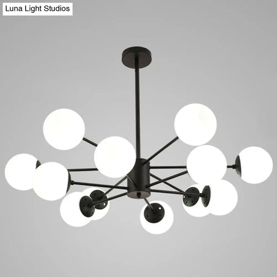 Contemporary Glass Chandelier Light For Living Room Ceiling 12 / Black Without Spot