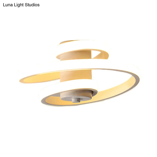Contemporary Spiral Acrylic Led Ceiling Lamp With Warm/White/3-Color Light - White/Black Flush Mount
