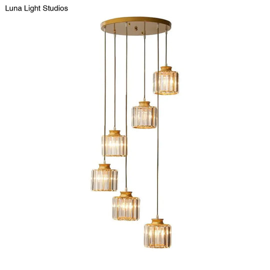 Contemporary Prismatic Crystal Spiral Ceiling Lamp: Multi-Purpose Suspension Light Fixture For