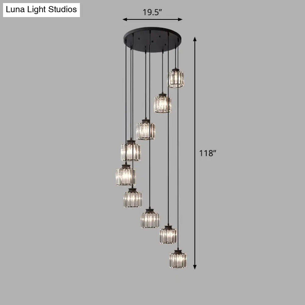 Contemporary Prismatic Crystal Spiral Ceiling Lamp: Multi-Purpose Suspension Light Fixture For