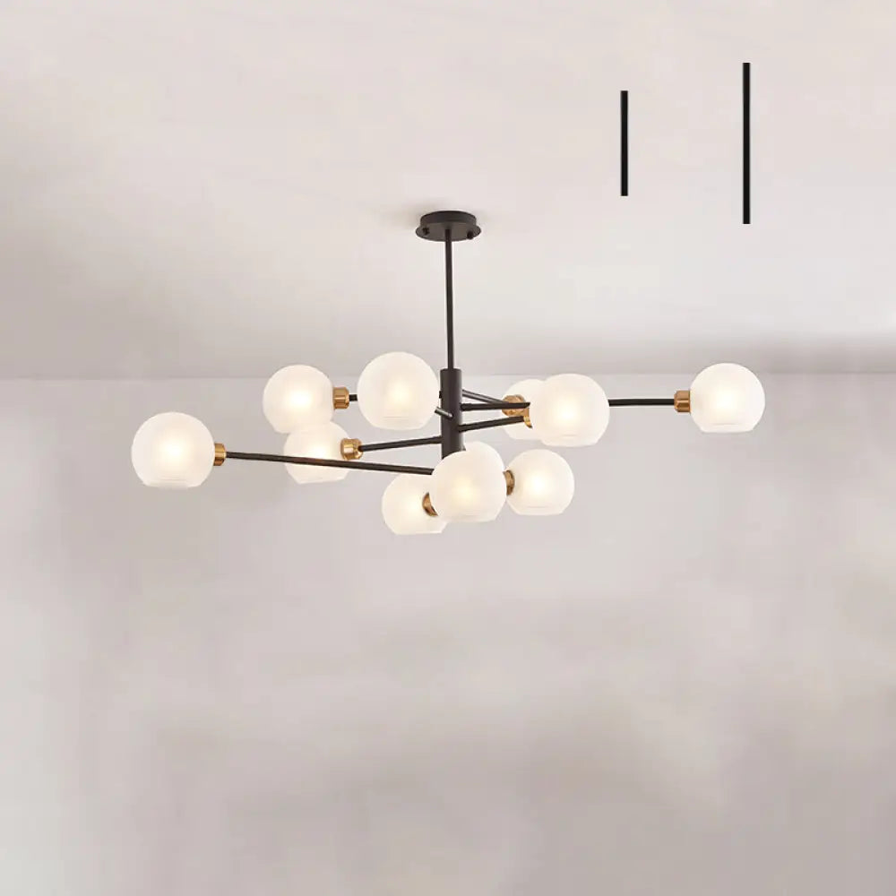 Contemporary Sputnik Chandelier - Glass Living Room Ceiling Light Fixture + 11 / Black White