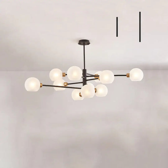Contemporary Sputnik Chandelier - Glass Living Room Ceiling Light Fixture + 11 / Black White