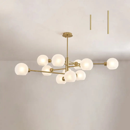Contemporary Sputnik Chandelier - Glass Living Room Ceiling Light Fixture + 11 / Gold White