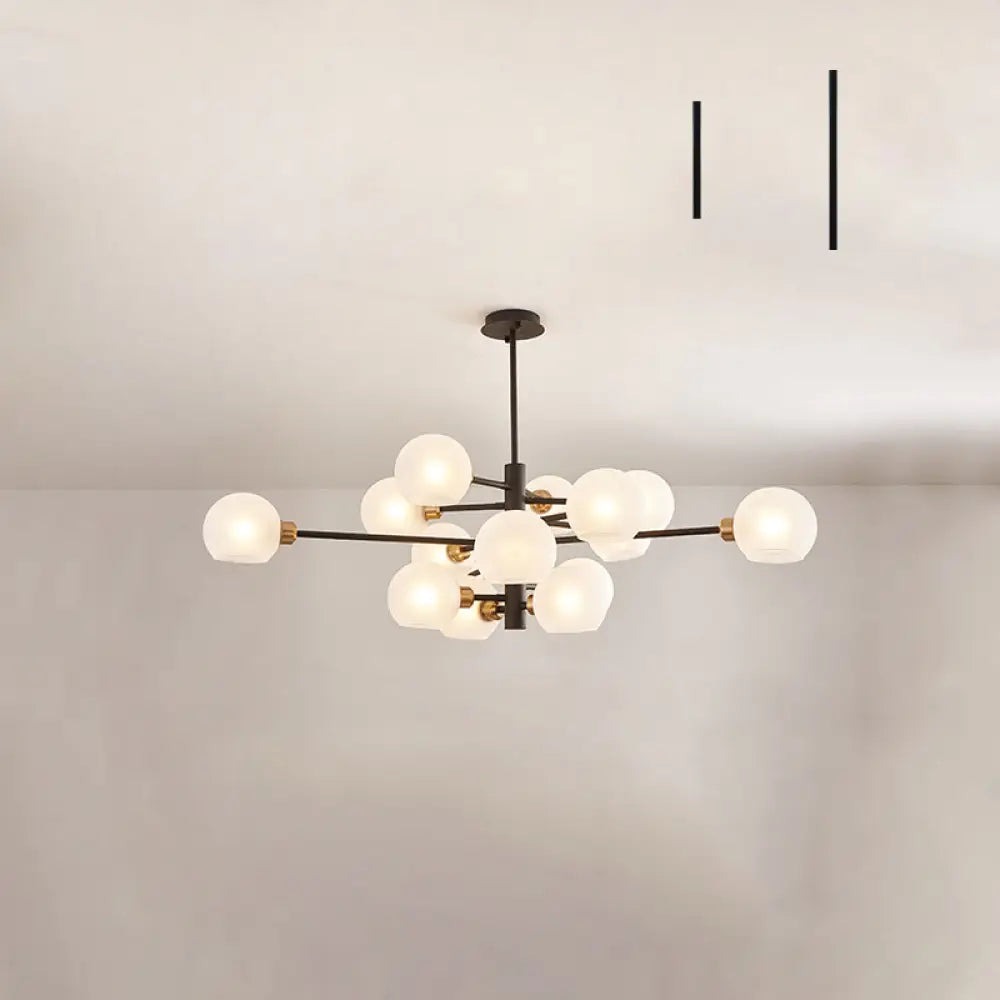 Contemporary Sputnik Chandelier - Glass Living Room Ceiling Light Fixture + 15 / Black White