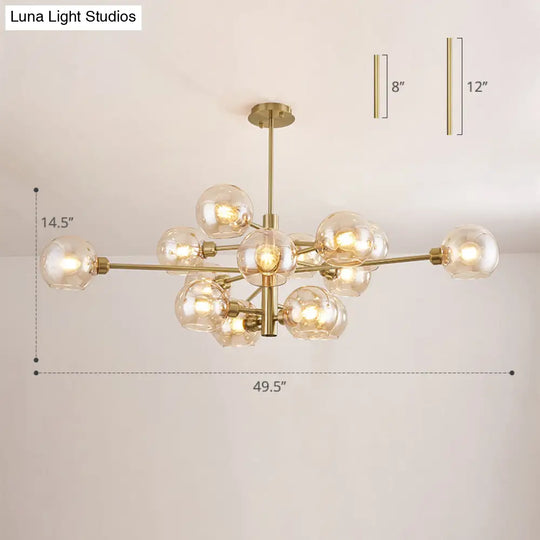 Contemporary Sputnik Chandelier - Glass Living Room Ceiling Light Fixture +