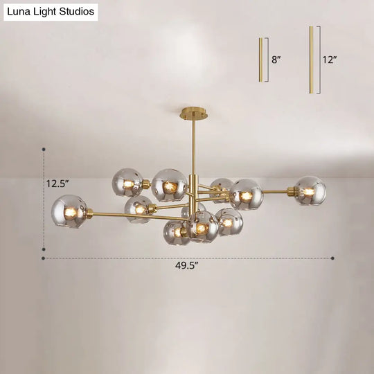 Contemporary Sputnik Chandelier - Glass Living Room Ceiling Light Fixture +