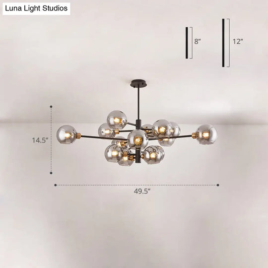 Contemporary Sputnik Chandelier - Glass Living Room Ceiling Light Fixture +