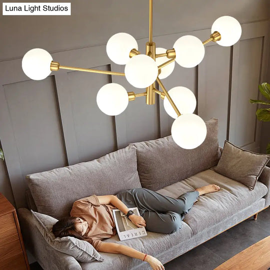 Sleek Postmodern Sputnik Chandelier For Living Room - Stylish Glass Ceiling Light Fixture