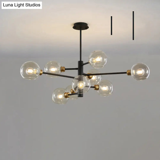 Sleek Postmodern Sputnik Chandelier For Living Room - Stylish Glass Ceiling Light Fixture 9 / Black