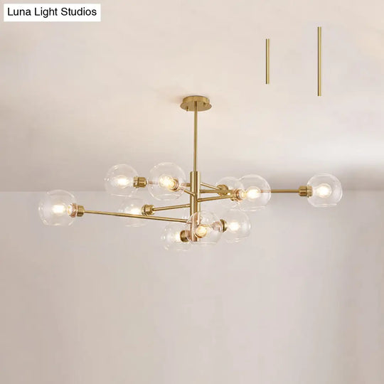 Sleek Postmodern Sputnik Chandelier For Living Room - Stylish Glass Ceiling Light Fixture 11 / Gold