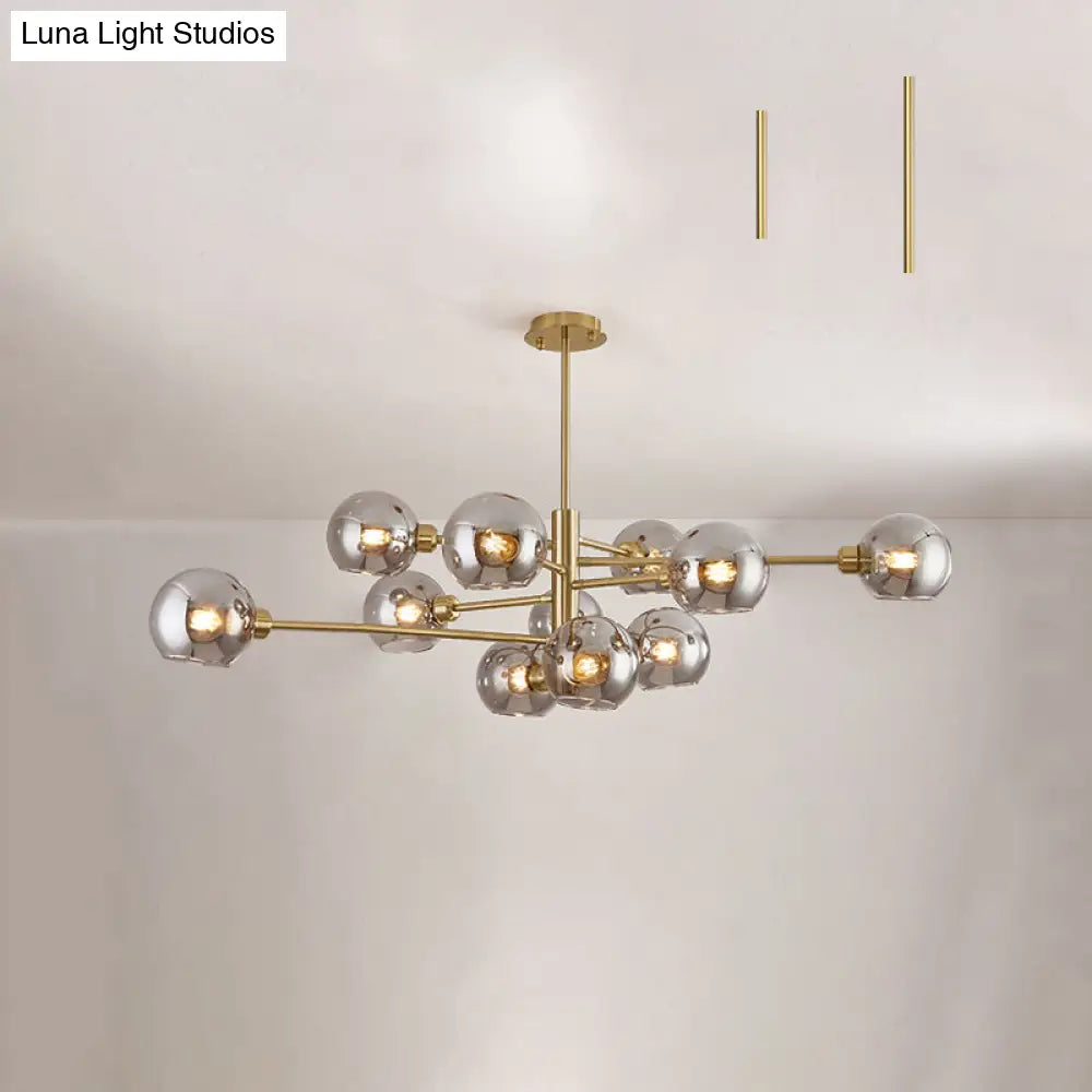 Sleek Postmodern Sputnik Chandelier For Living Room - Stylish Glass Ceiling Light Fixture 11 / Gold