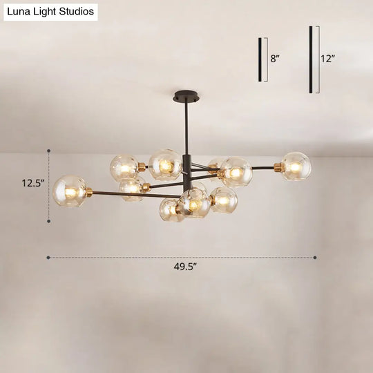 Contemporary Sputnik Chandelier - Glass Living Room Ceiling Light Fixture +