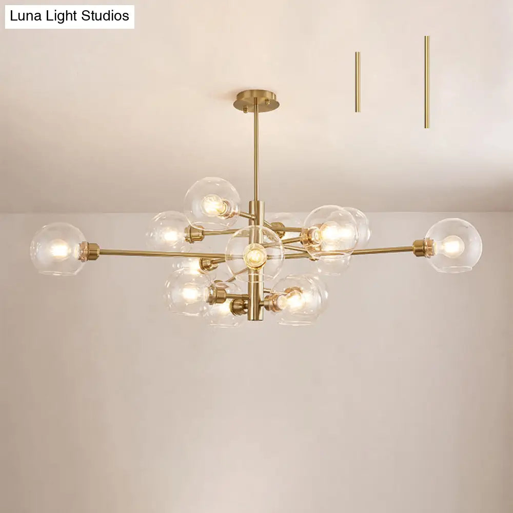 Sleek Postmodern Sputnik Chandelier For Living Room - Stylish Glass Ceiling Light Fixture 15 / Gold