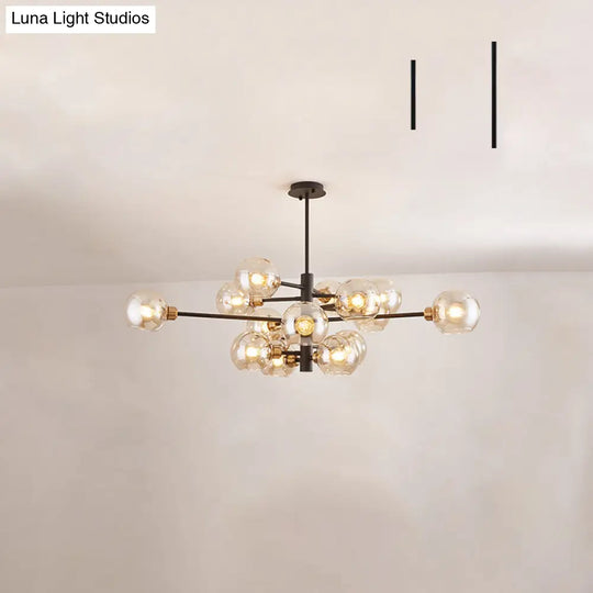 Sleek Postmodern Sputnik Chandelier For Living Room - Stylish Glass Ceiling Light Fixture 15 / Black