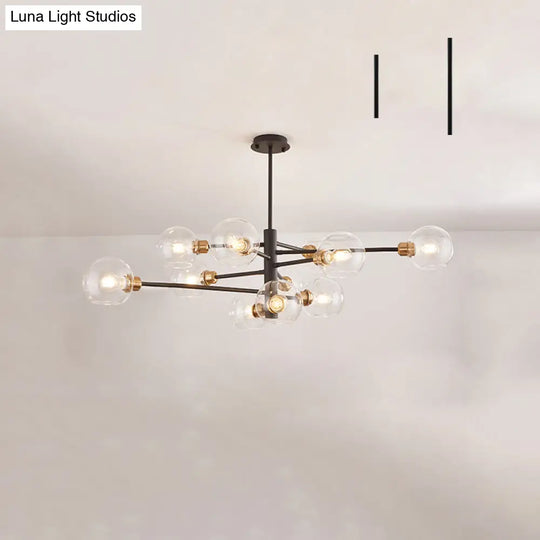 Sleek Postmodern Sputnik Chandelier For Living Room - Stylish Glass Ceiling Light Fixture 11 / Black