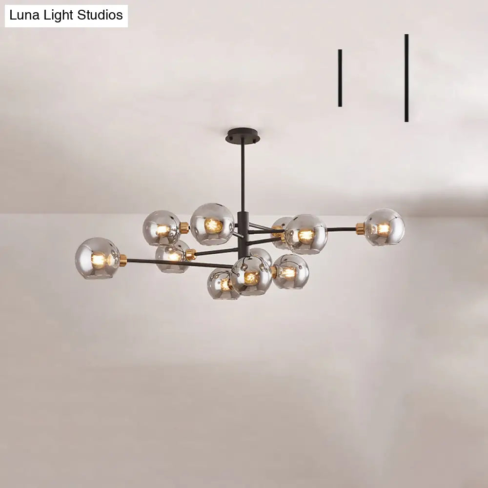 Sleek Postmodern Sputnik Chandelier For Living Room - Stylish Glass Ceiling Light Fixture 11 / Black