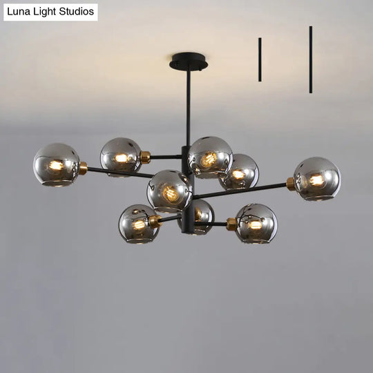 Sleek Postmodern Sputnik Chandelier For Living Room - Stylish Glass Ceiling Light Fixture 9 / Black