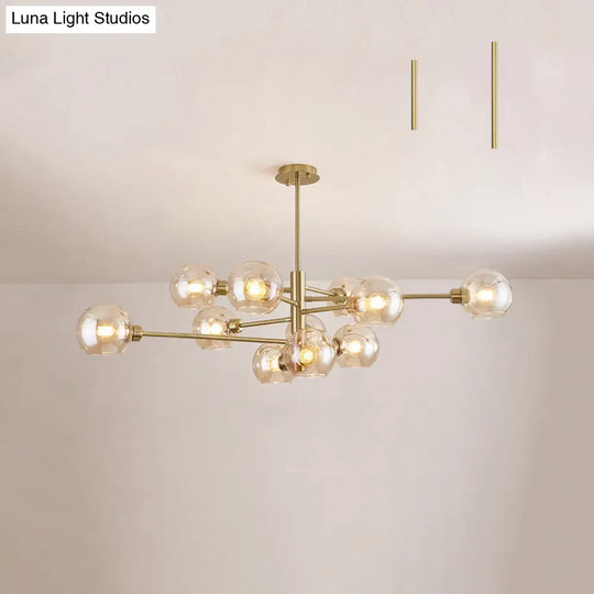 Sleek Postmodern Sputnik Chandelier For Living Room - Stylish Glass Ceiling Light Fixture 11 / Gold