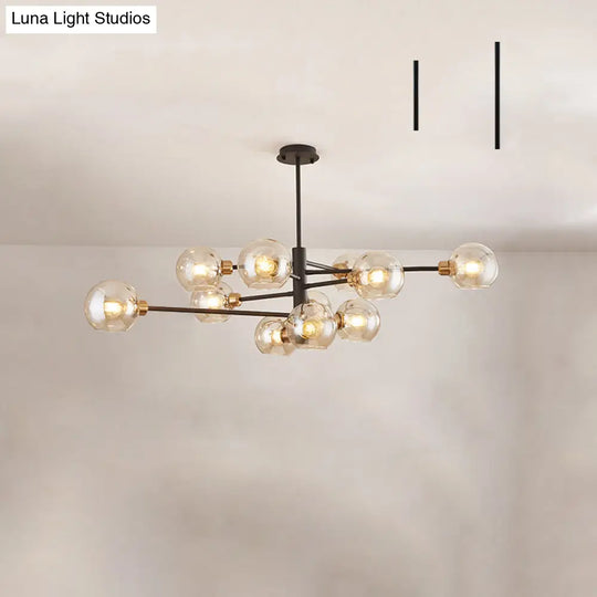 Sleek Postmodern Sputnik Chandelier For Living Room - Stylish Glass Ceiling Light Fixture 11 / Black
