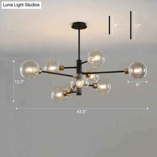 Contemporary Sputnik Chandelier - Glass Living Room Ceiling Light Fixture +