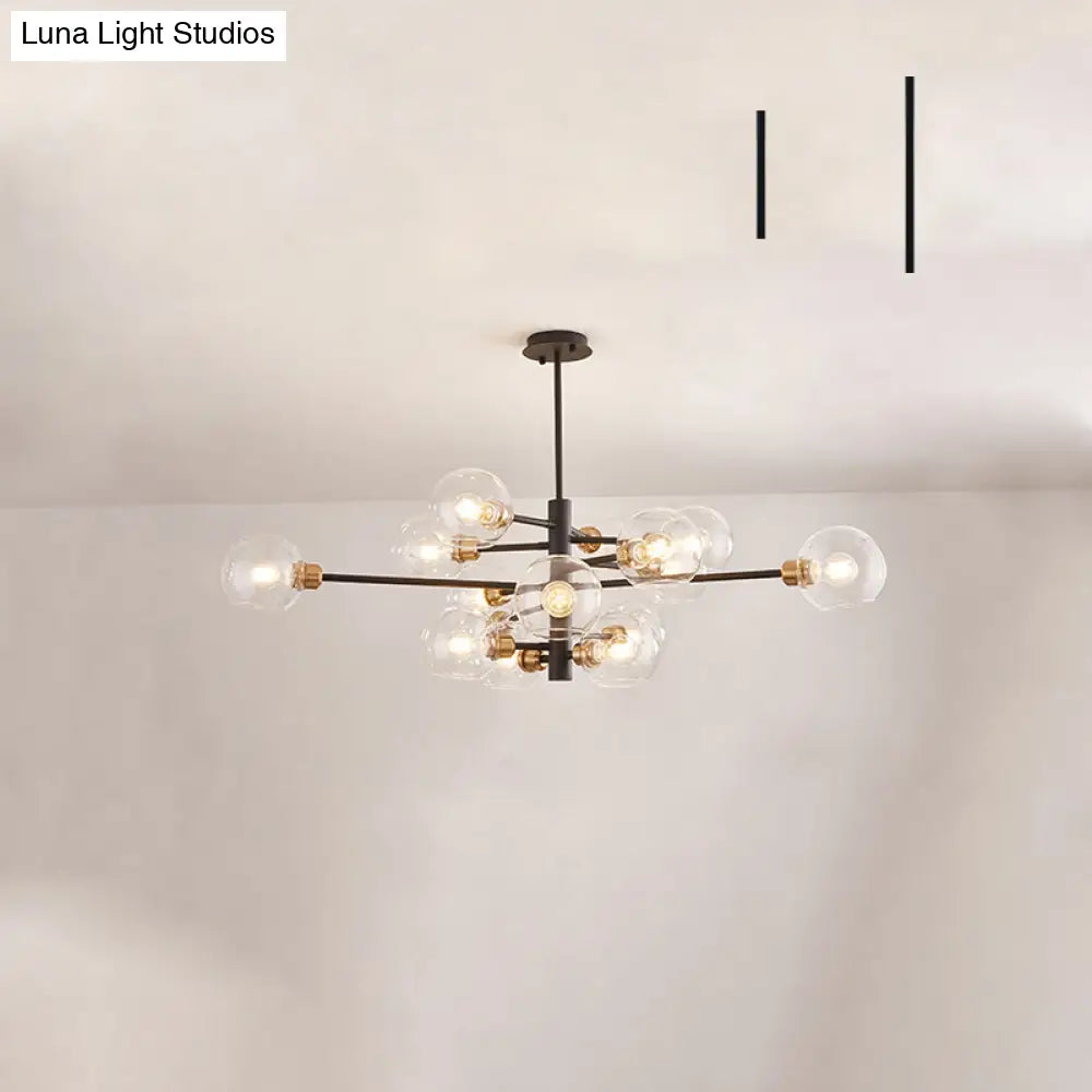 Sleek Postmodern Sputnik Chandelier For Living Room - Stylish Glass Ceiling Light Fixture 15 / Black