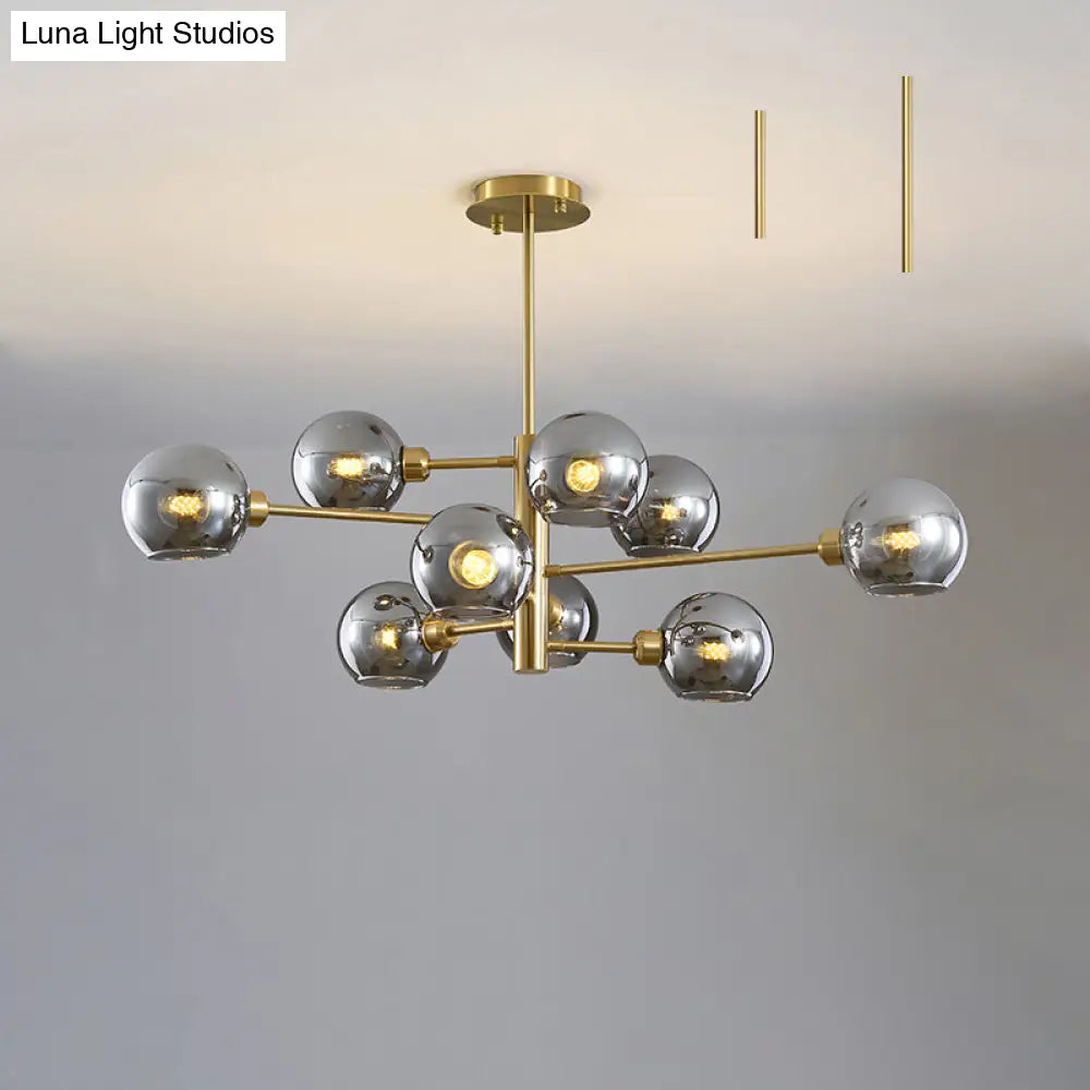 Sleek Postmodern Sputnik Chandelier For Living Room - Stylish Glass Ceiling Light Fixture 9 / Gold