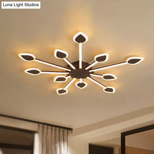 Contemporary Sputnik Flush Light In Brown Acrylic - 5/11 Heads 29.5/45 Wide Warm/White Close To