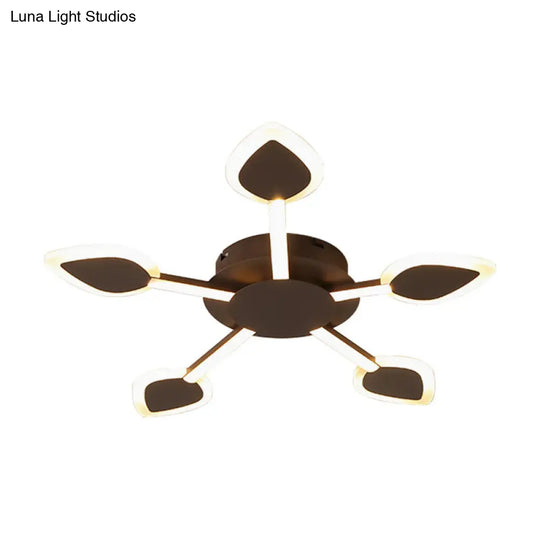 Contemporary Sputnik Flush Light In Brown Acrylic - 5/11 Heads 29.5/45 Wide Warm/White Close To