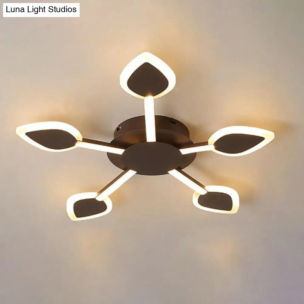 Contemporary Sputnik Flush Light In Brown Acrylic - 5/11 Heads 29.5/45 Wide Warm/White Close To