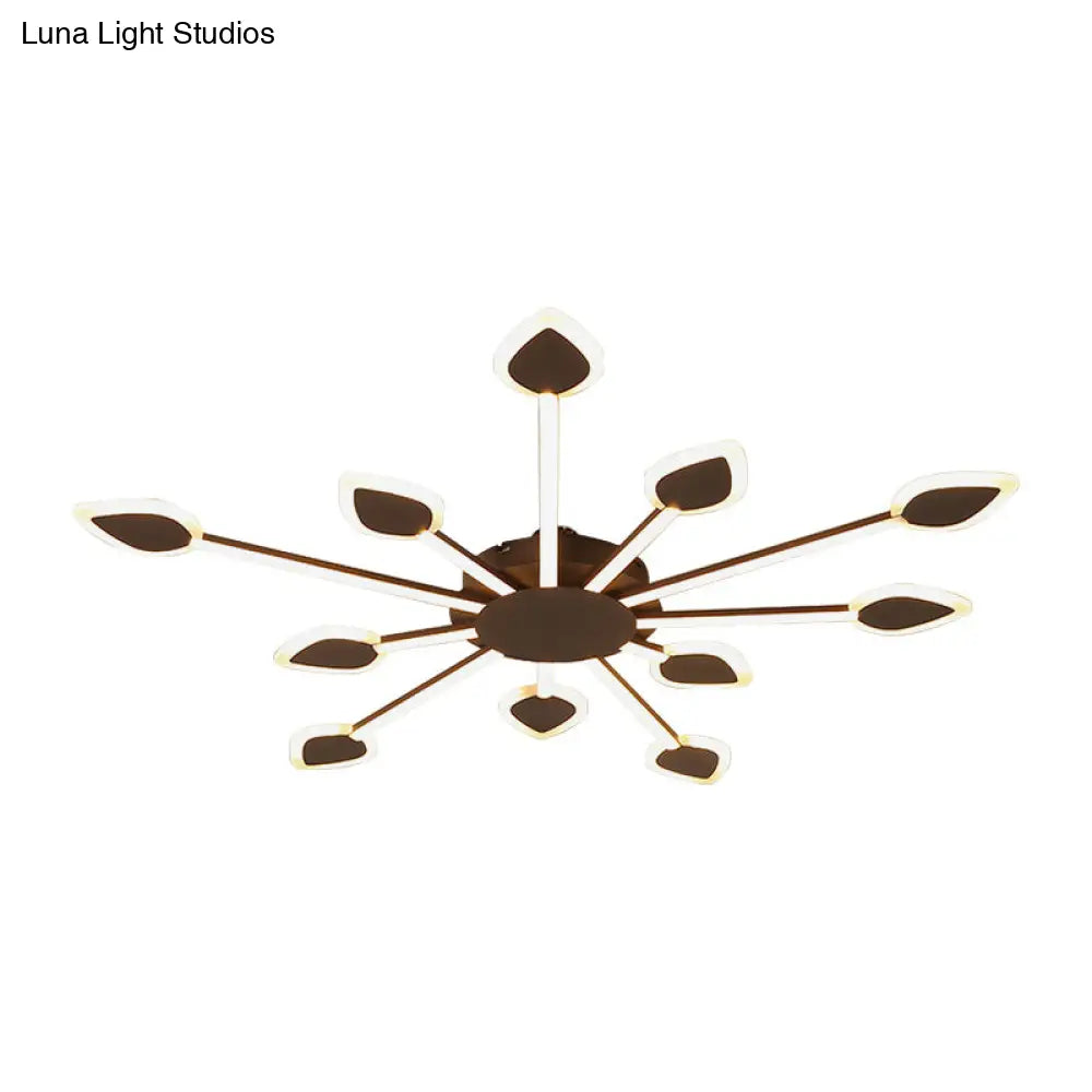 Contemporary Sputnik Flush Light In Brown Acrylic - 5/11 Heads 29.5/45 Wide Warm/White Close To