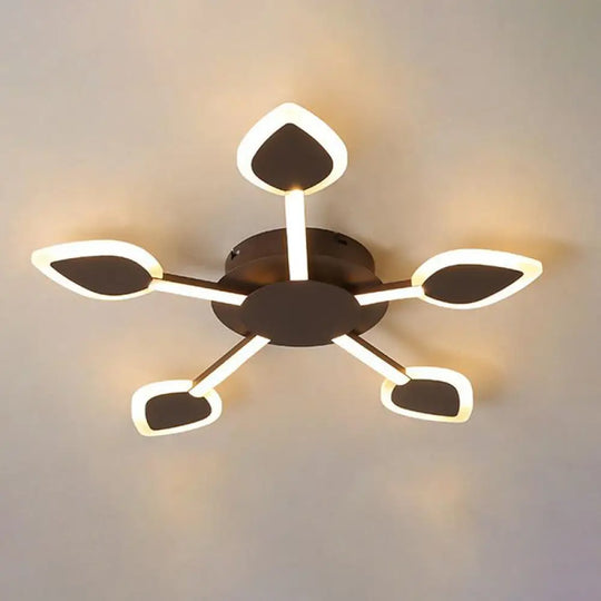 Contemporary Sputnik Flush Light In Brown Acrylic - 5/11 Heads 29.5’/45’ Wide Warm/White Close