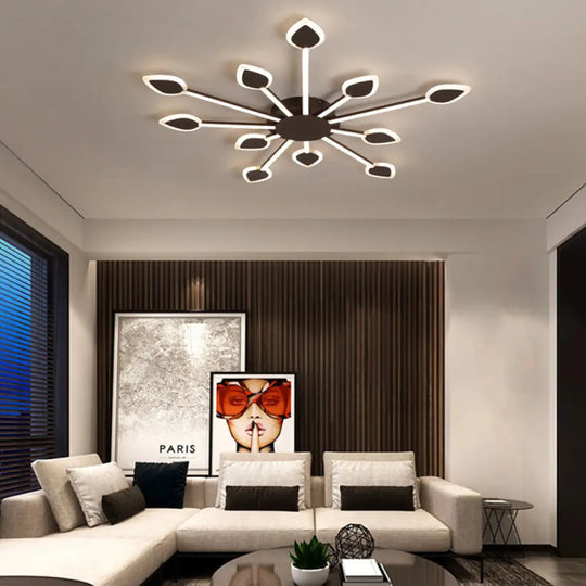 Contemporary Sputnik Flush Light In Brown Acrylic - 5/11 Heads 29.5’/45’ Wide Warm/White Close