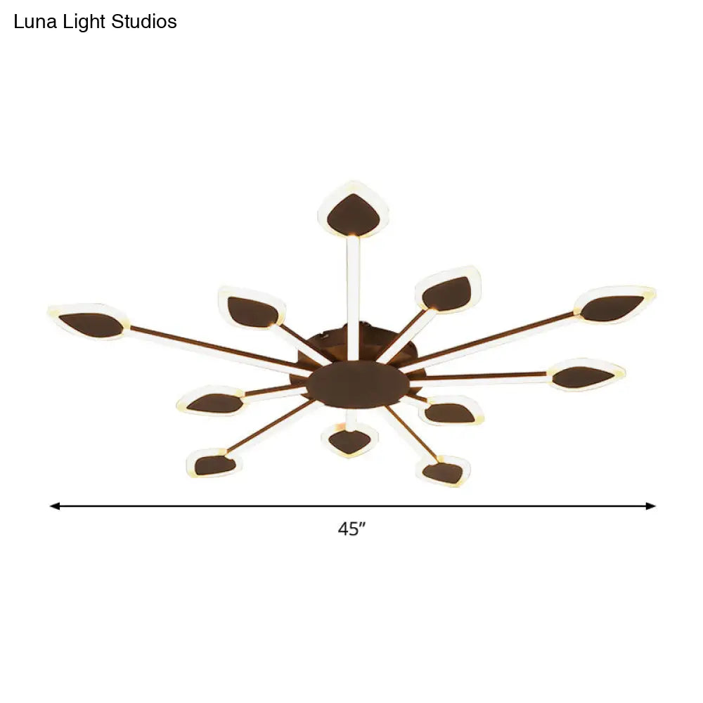 Contemporary Sputnik Flush Light In Brown Acrylic - 5/11 Heads 29.5/45 Wide Warm/White Close To