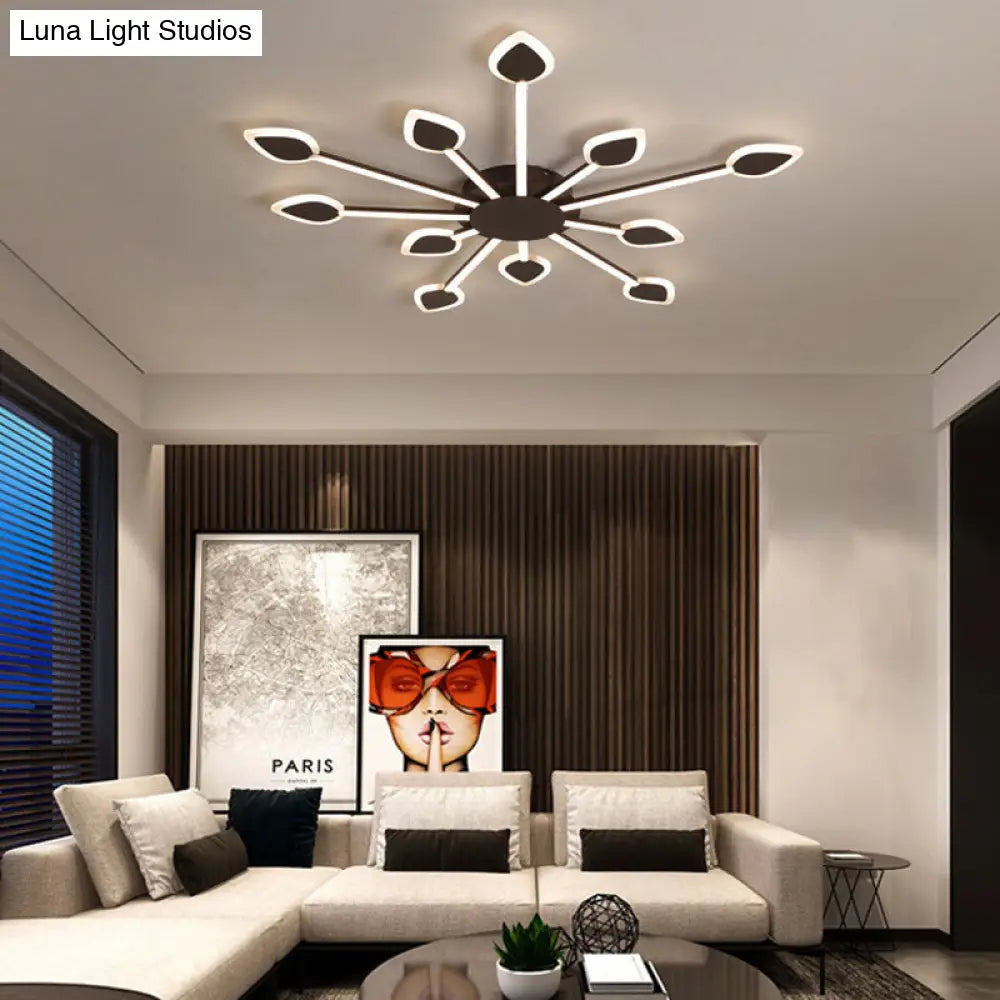 Contemporary Sputnik Flush Light In Brown Acrylic - 5/11 Heads 29.5/45 Wide Warm/White Close To