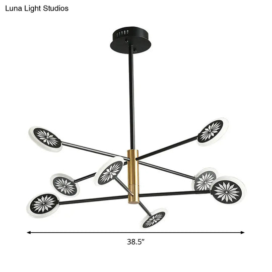 Contemporary Sputnik Pendant Light 6/8 Heads Black Metal Chandelier For Living Room