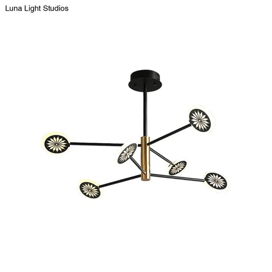 Contemporary Sputnik Pendant Light 6/8 Heads Black Metal Chandelier For Living Room