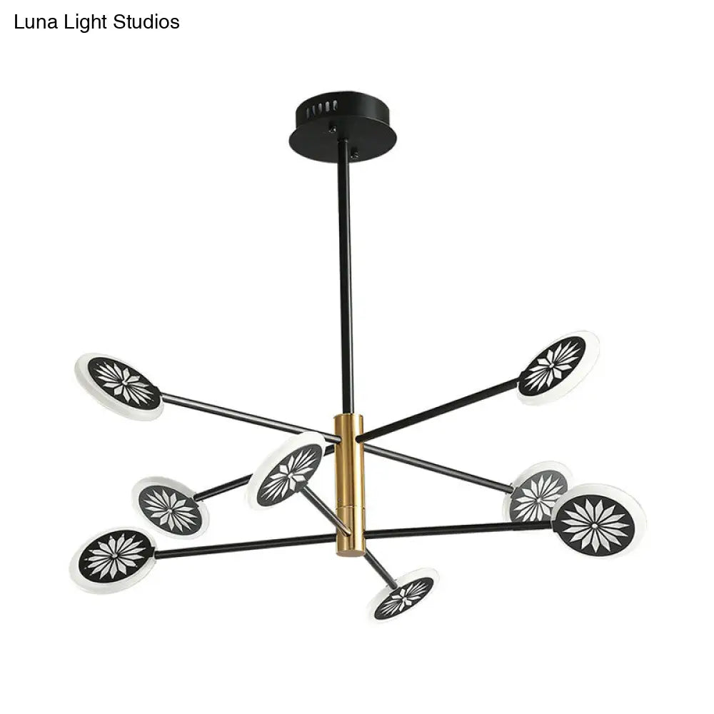 Contemporary Sputnik Pendant Light 6/8 Heads Black Metal Chandelier For Living Room