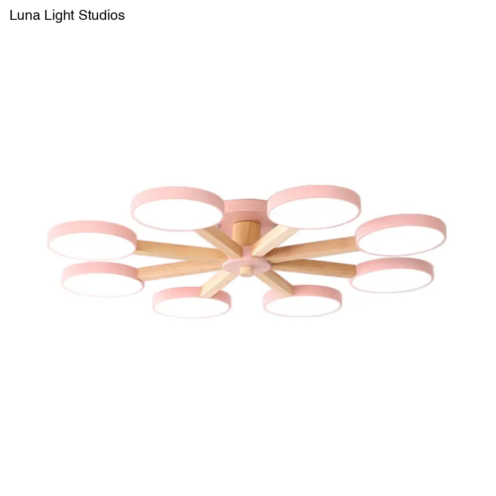 Contemporary Sputnik Semi Flush Ceiling Lamp With 6/8 Metal Heads In Pink/Blue - Ideal For Bedrooms