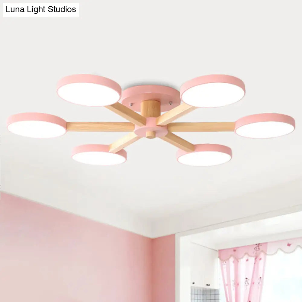 Contemporary Sputnik Semi Flush Ceiling Lamp With 6/8 Metal Heads In Pink/Blue - Ideal For Bedrooms