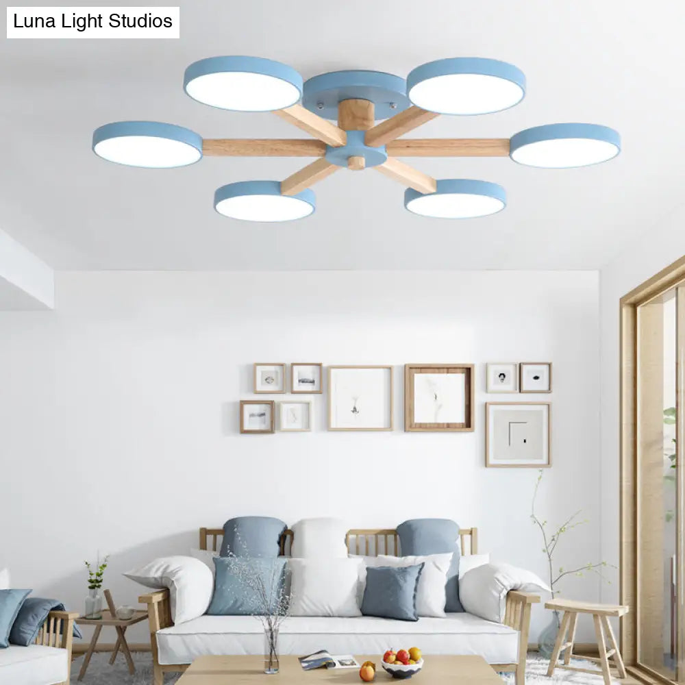 Contemporary Sputnik Semi Flush Ceiling Lamp With 6/8 Metal Heads In Pink/Blue - Ideal For Bedrooms