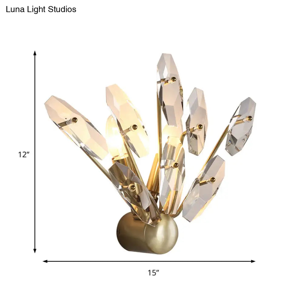 Contemporary Sputnik Wall Sconce With Clear Crystal Prism Bulbs In Brass Finish