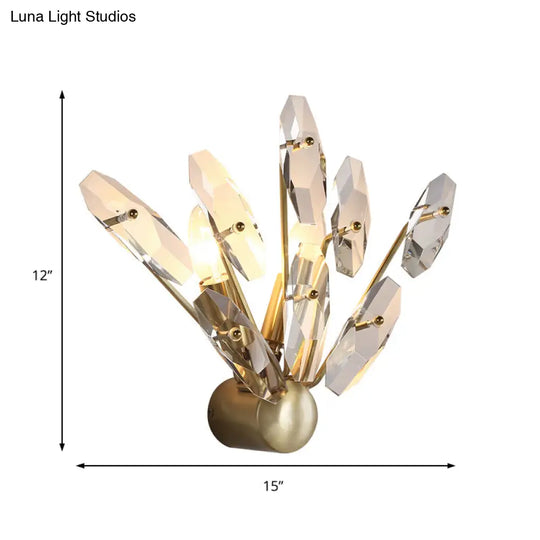 Contemporary Sputnik Wall Sconce With Clear Crystal Prism Bulbs In Brass Finish