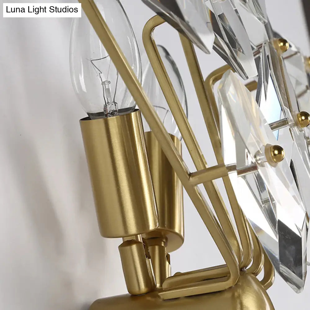 Contemporary Sputnik Wall Sconce With Clear Crystal Prism Bulbs In Brass Finish