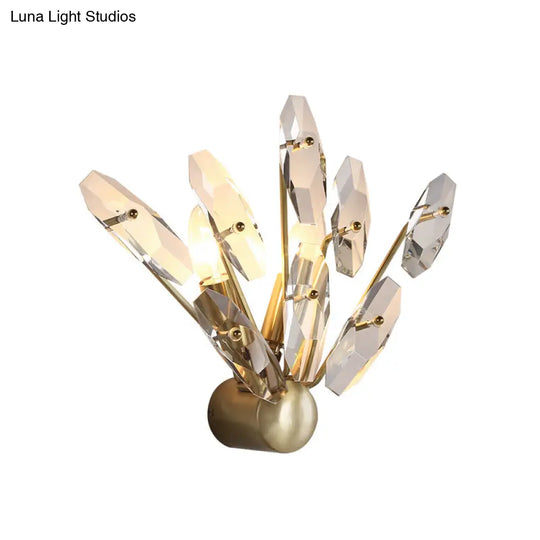 Contemporary Sputnik Wall Sconce With Clear Crystal Prism Bulbs In Brass Finish