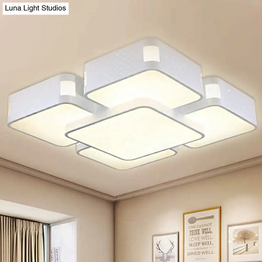 Contemporary Square Ceiling Mounted Led Pendant Light - 24/37 Wide Acrylic White Flush Mount / 24