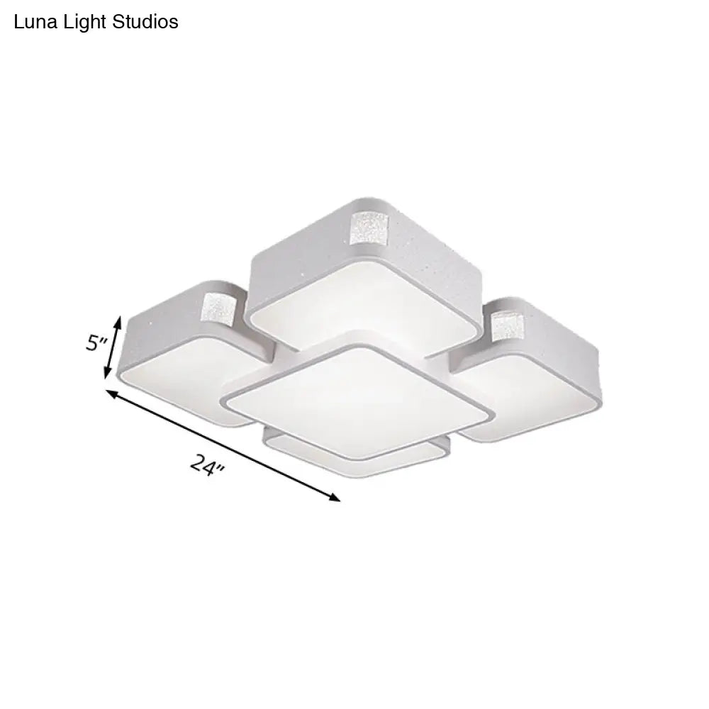 Contemporary Square Ceiling Mounted Led Pendant Light - 24/37 Wide Acrylic White Flush Mount