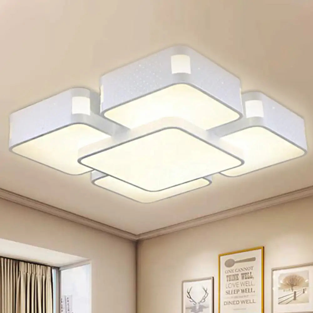 Contemporary Square Ceiling Mounted Led Pendant Light - 24’/37’ Wide Acrylic White Flush Mount / 24’