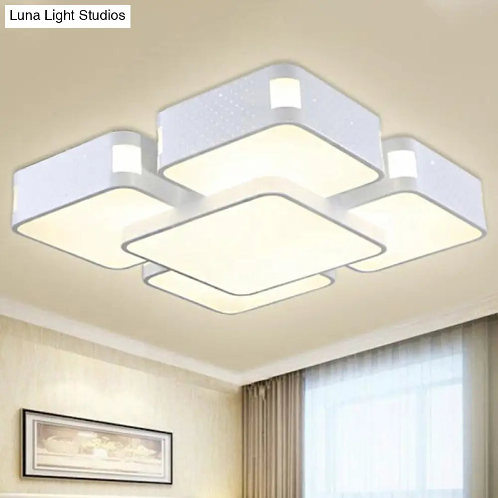 Contemporary Square Ceiling Mounted Led Pendant Light - 24/37 Wide Acrylic White Flush Mount